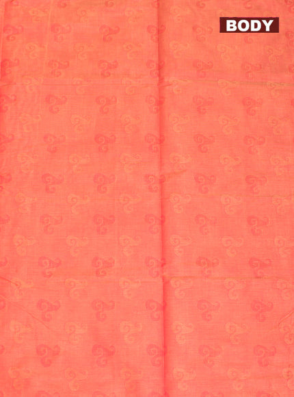 Coimbatore Cotton Orange Fancy Emboss Saree with Thread Woven Border