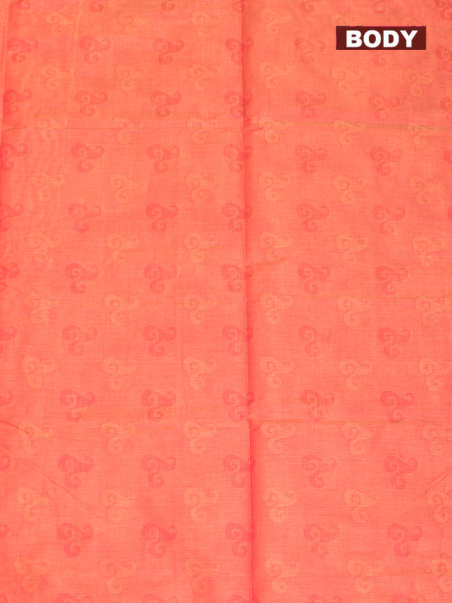 Coimbatore Cotton Orange Fancy Emboss Saree with Thread Woven Border