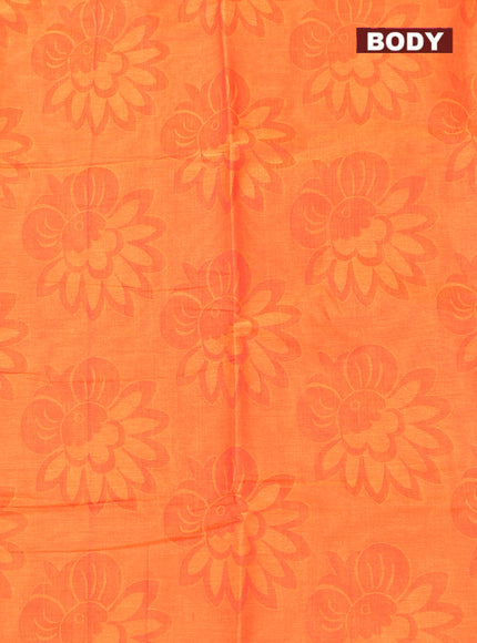 Coimbatore Cotton Orange Emboss Saree with Thread Woven Border