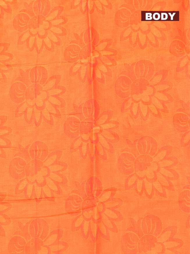 Coimbatore Cotton Orange Emboss Saree with Thread Woven Border