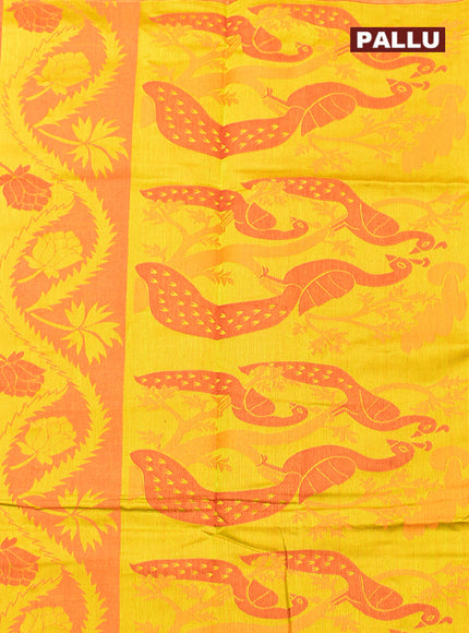 Coimbatore Cotton Orange Emboss Saree with Thread Woven Border