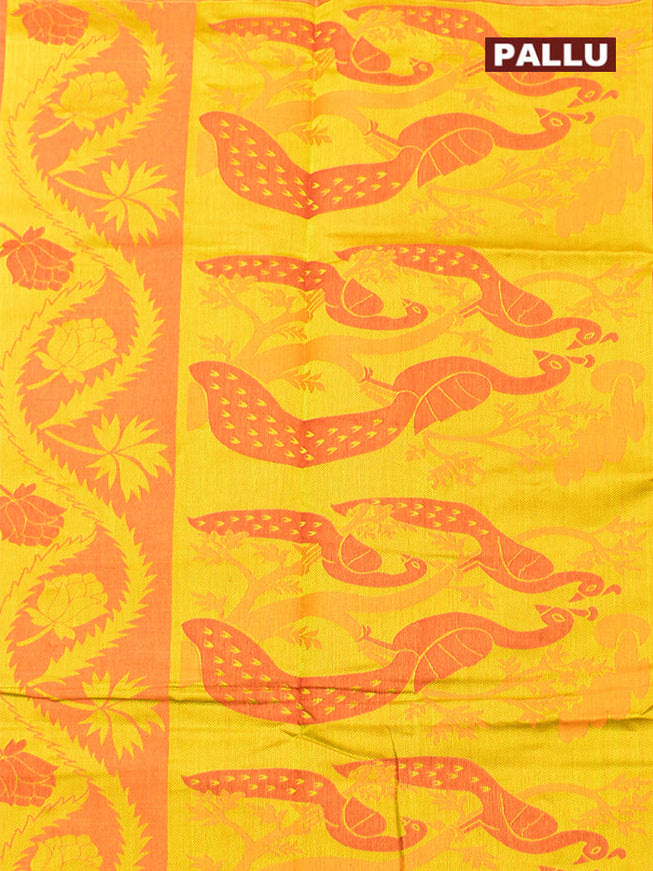 Coimbatore Cotton Orange Emboss Saree with Thread Woven Border