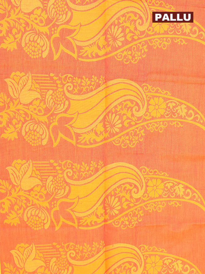 Coimbatore Cotton Yellow Emboss Saree with Thread Woven Border