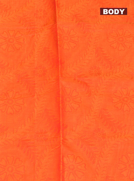 Coimbatore Cotton Orange Emboss Saree with Thread Woven Border