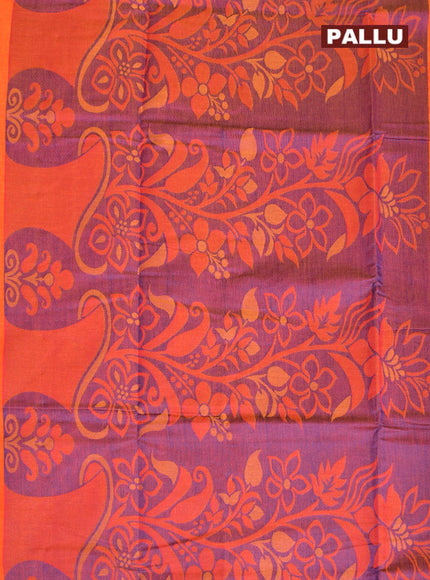 Coimbatore Cotton Orange Emboss Saree with Thread Woven Border