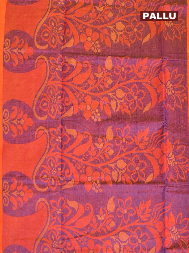 Coimbatore Cotton Orange Emboss Saree with Thread Woven Border