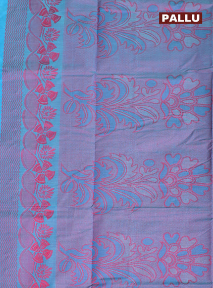 Coimbatore Cotton Blue Emboss Saree with Thread Woven Border