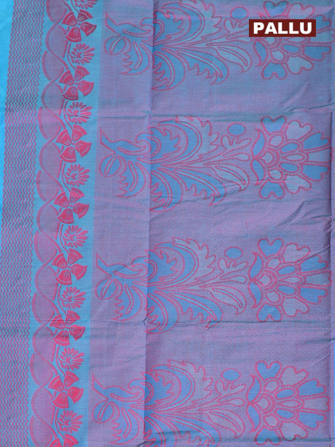 Coimbatore Cotton Blue Emboss Saree with Thread Woven Border