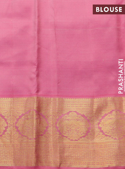 Pure kanjivaram silk saree deep violet and light pink with allover zari weaves and zari woven border