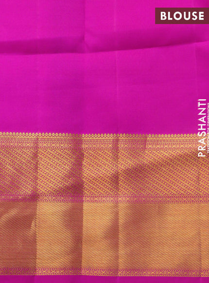 Pure kanjivaram silk saree blue and pink with allover zari weaves and zari woven border