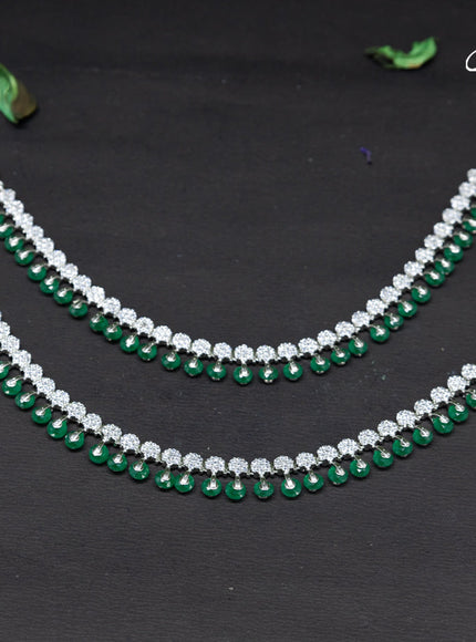 Zircon anklet floral design with emerald and cz stone