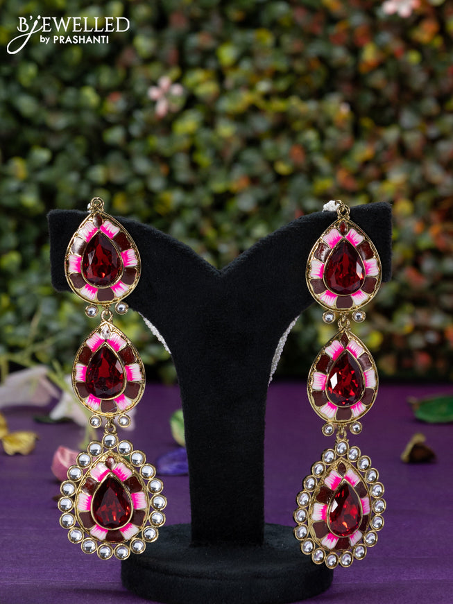 Fashion dangler minakari earrings with maroon and kundan stores