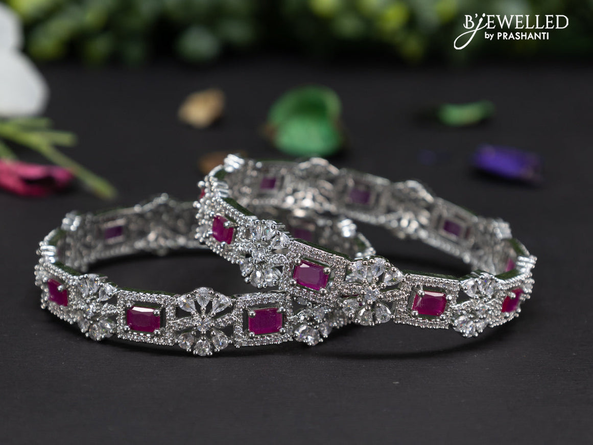 Zircon bangles with ruby and cz stones