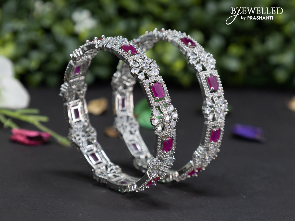 Zircon bangles with ruby and cz stones