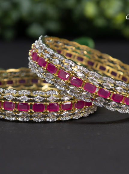 Zircon bangles with ruby and cz stones