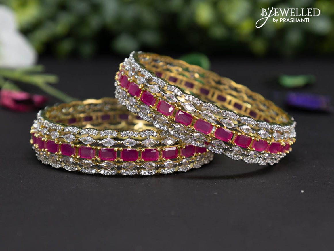 Zircon bangles with ruby and cz stones