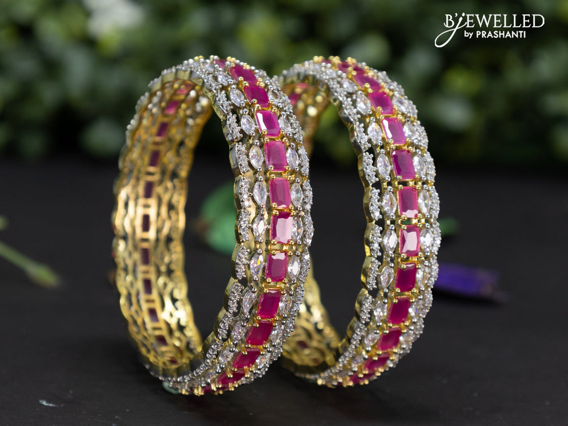 Zircon bangles with ruby and cz stones