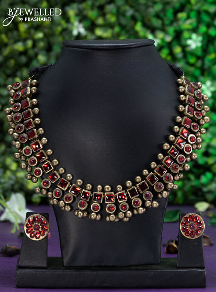 Teracotta necklace with ruby stones