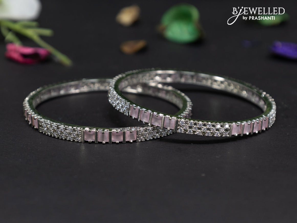 Zircon bangles with baby pink and cz stones