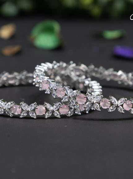 Zircon bangles with baby pink and cz stones