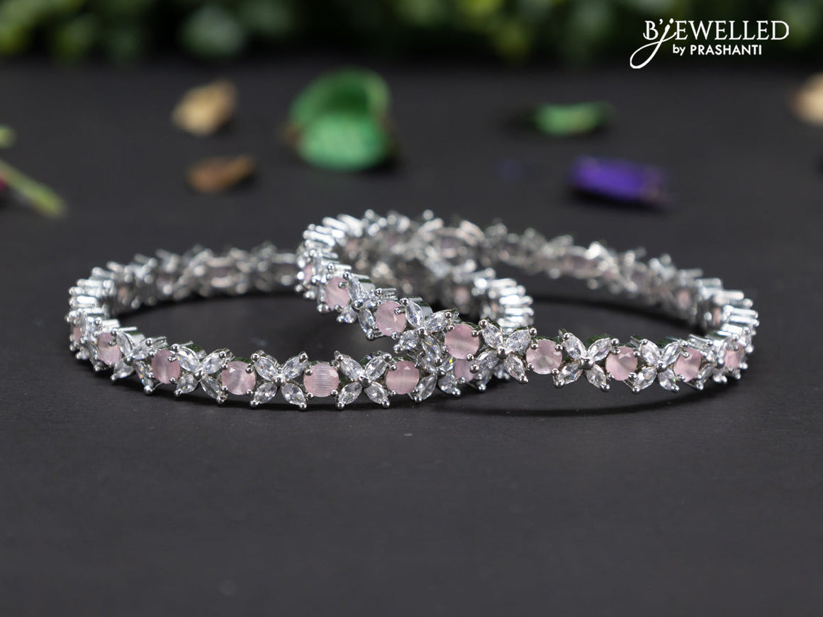 Zircon bangles with baby pink and cz stones