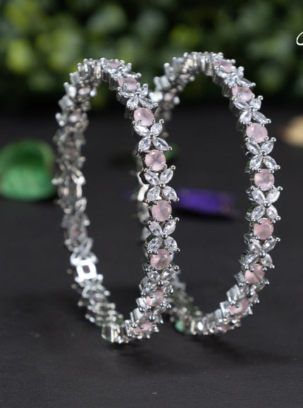 Zircon bangles with baby pink and cz stones