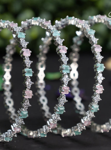 Zircon bangles with baby pink & ice blue and cz stones