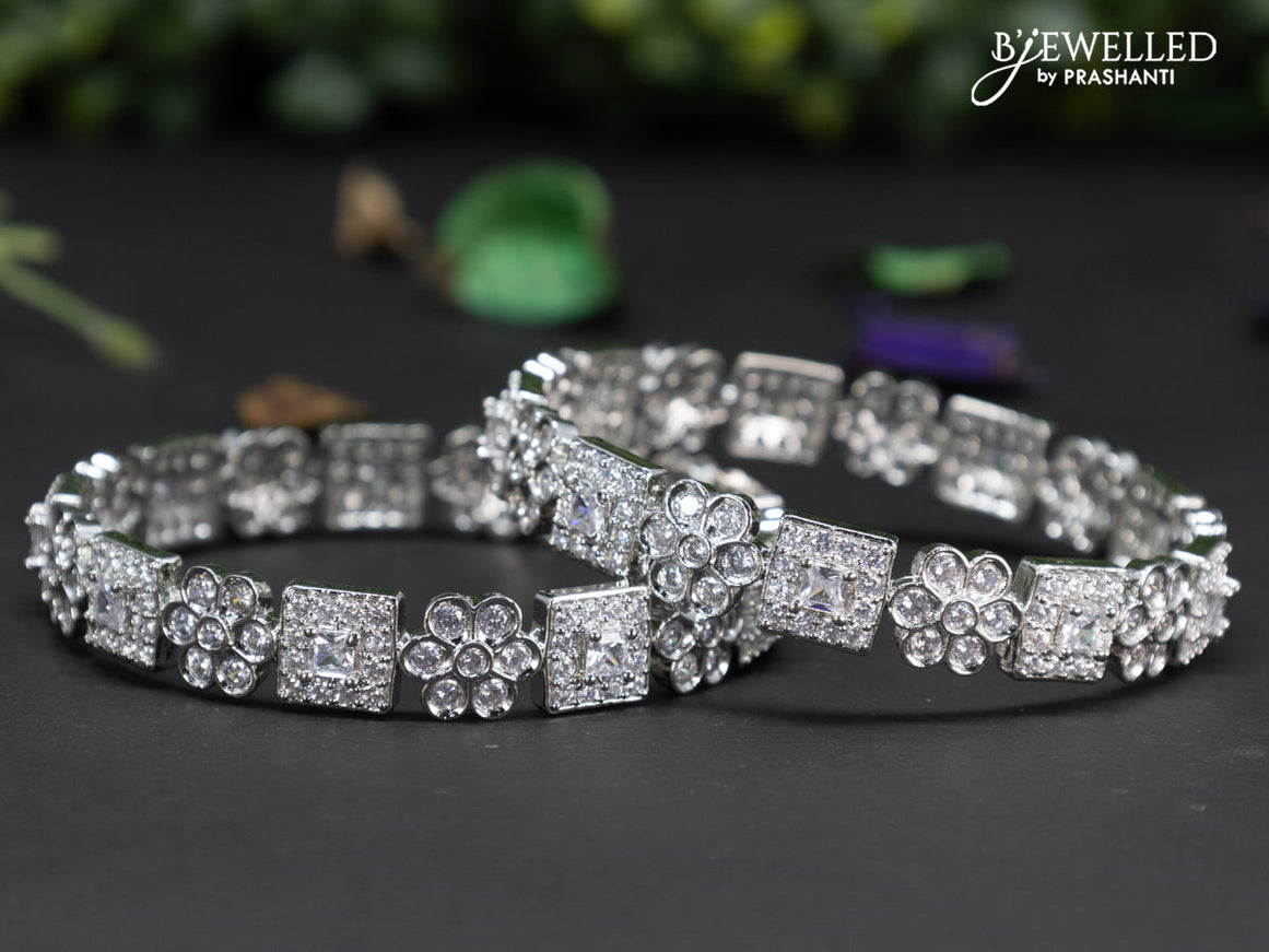 Zircon bangles floral design with cz stones