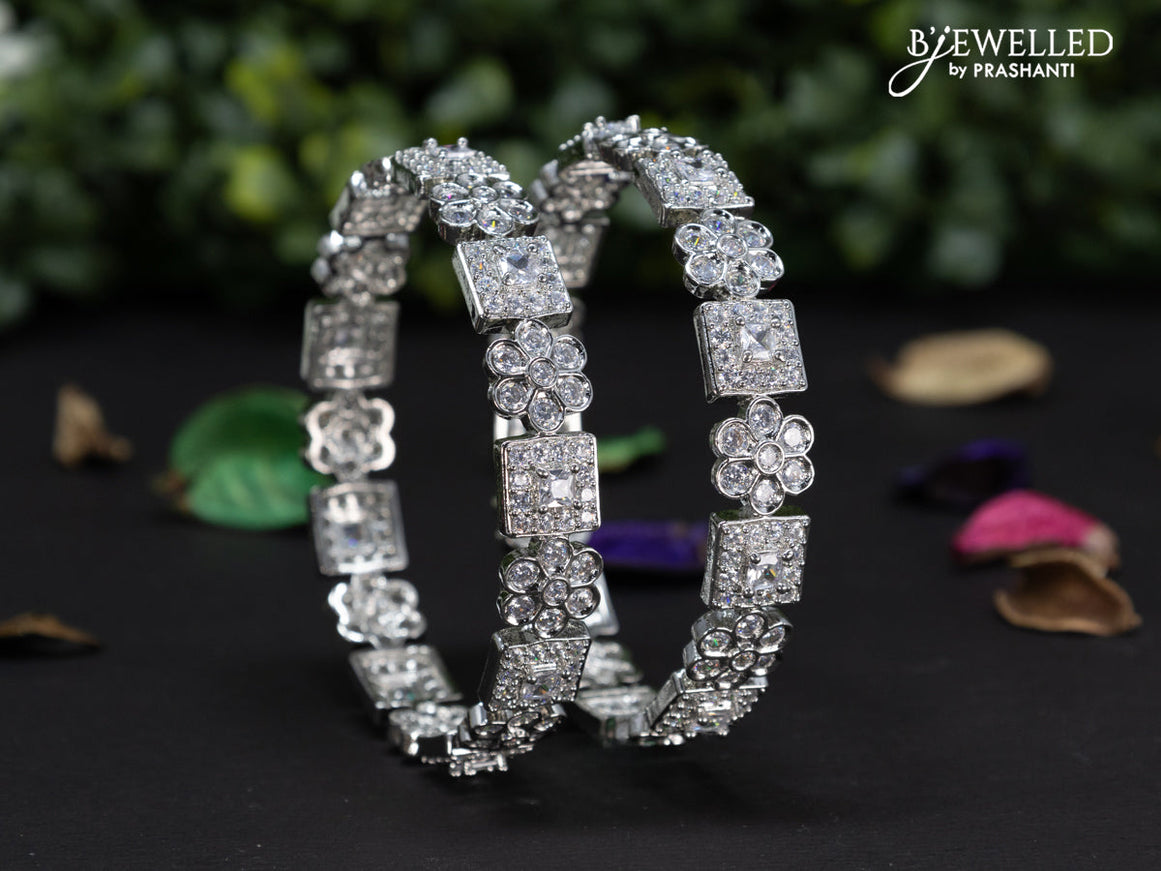 Zircon bangles floral design with cz stones