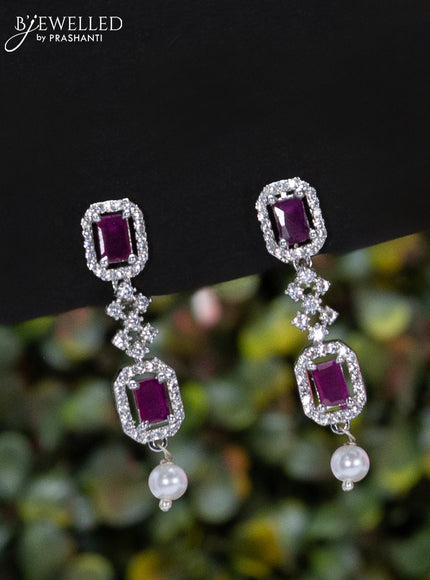 Zircon Haaram with ruby & cz stones and pearl hanging