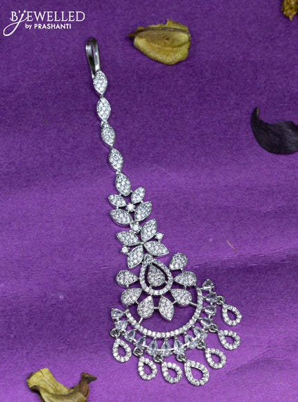 Zircon maang tikka with cz stones and hangings