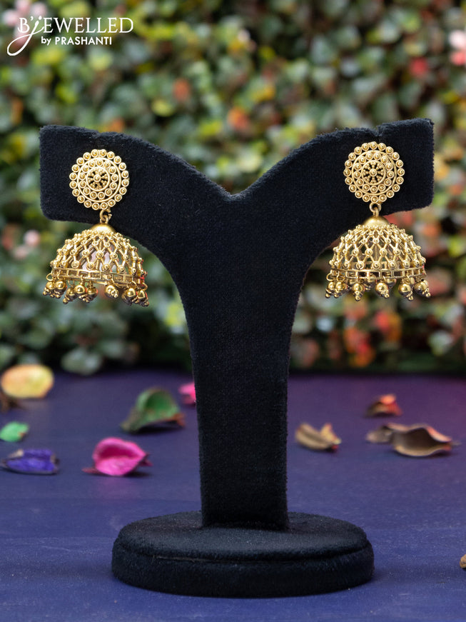 Antique jhumka with golden beads hangings