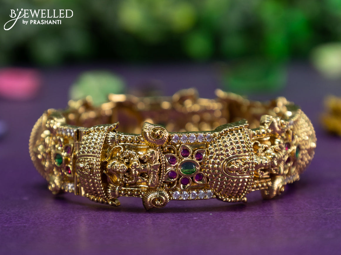 Antique bangle lakshmi design with kemp and cz stones