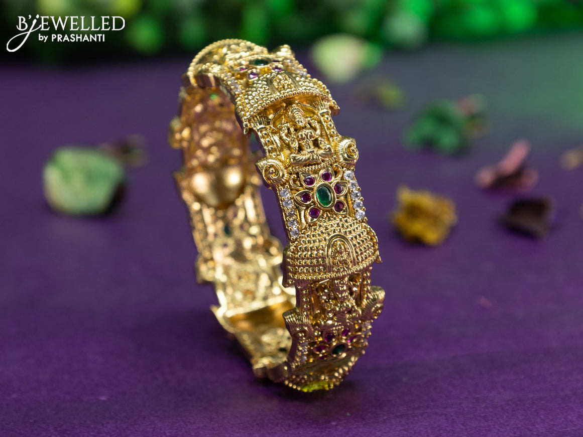 Antique bangle lakshmi design with kemp and cz stones