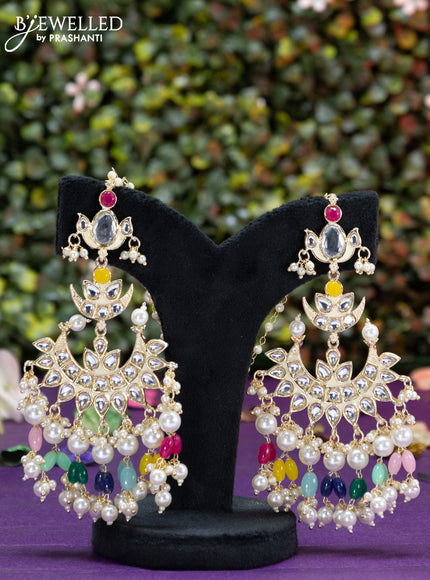 Fashion dangler multi colour minakari earrings with kundan stones and beads hangings