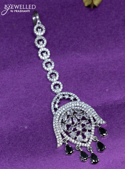 Zircon maang tikka with black & cz stones and hangings