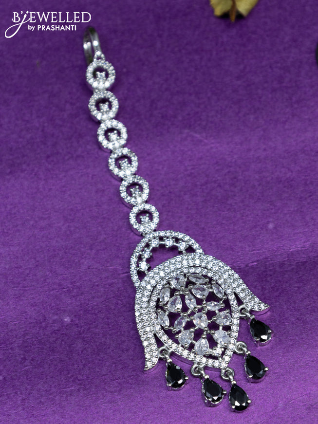 Zircon maang tikka with black & cz stones and hangings