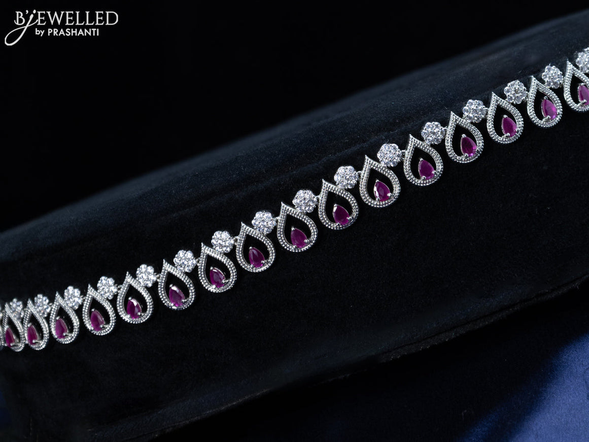 Zircon hip chain with ruby and cz stones