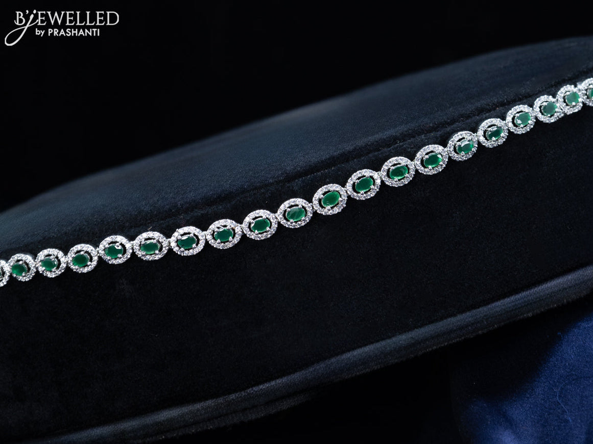 Zircon hip chain with emerald and cz stones