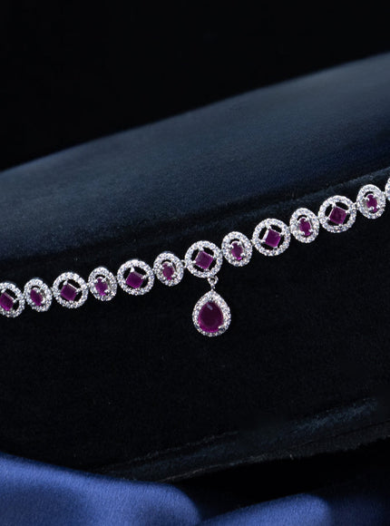 Zircon hip chain with ruby & cz stones and hanging