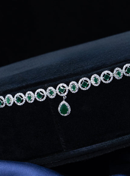 Zircon hip chain with emerald & cz stones and hanging