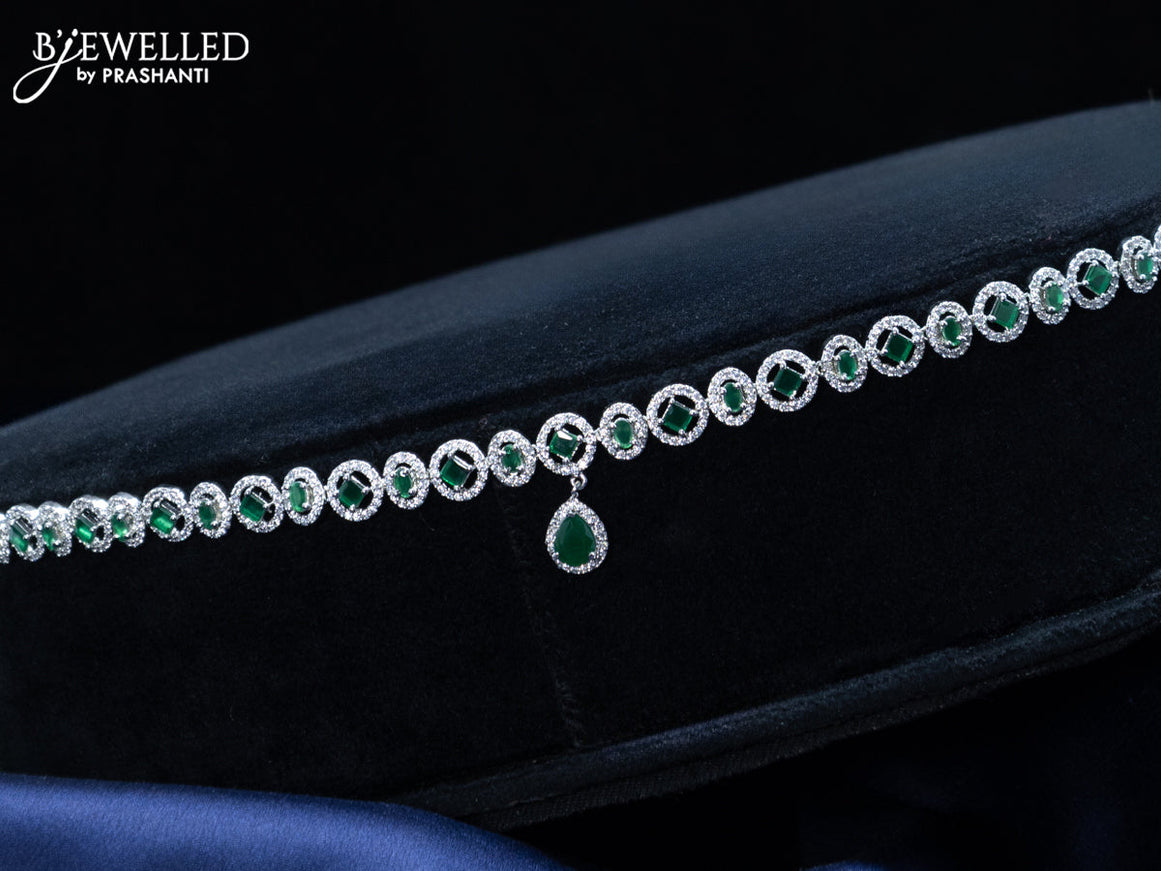 Zircon hip chain with emerald & cz stones and hanging