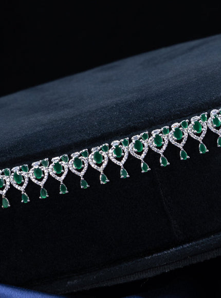 Zircon hip chain with emerald and cz stones