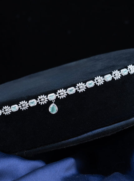 Zircon hip chain with mint green & cz stones and hanging