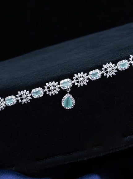 Zircon hip chain with mint green & cz stones and hanging