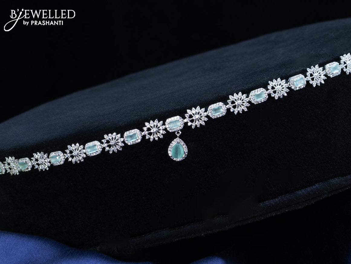 Zircon hip chain with mint green & cz stones and hanging