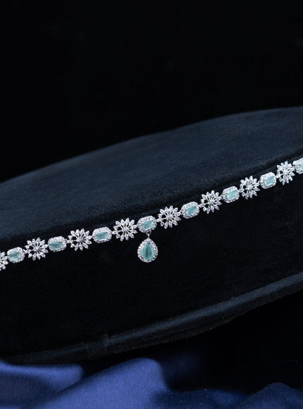 Zircon hip chain with mint green & cz stones and hanging