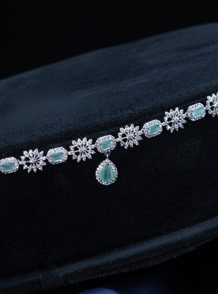 Zircon hip chain with mint green & cz stones and hanging