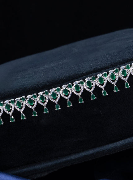 Zircon hip chain with emerald and cz stones