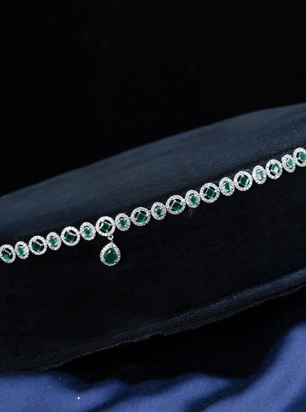 Zircon hip chain with emerald & cz stones and hanging